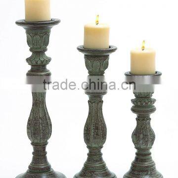 Fashion Wood Candle Holder With Floral Engravings