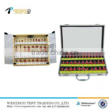 35pcs carbon steel cnc router woodworking bits set in aluminium box