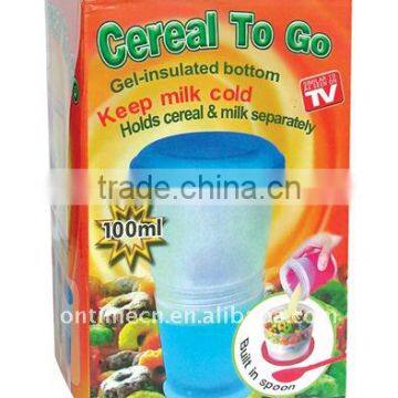 gel-insulated botton cup,breakfast cup,cereal and milk separately cup