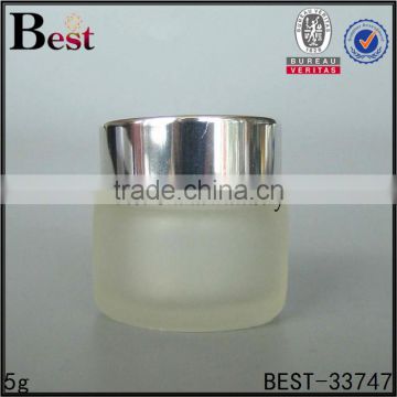 alibaba china cosmetics cream frosted glass jar 5ml mini glass jar vial with shiny silver lid