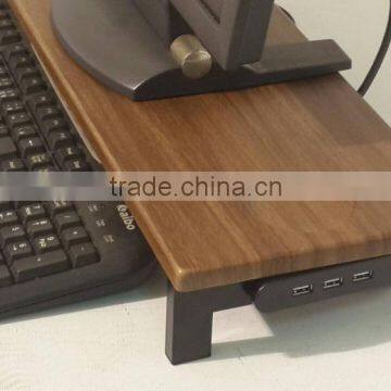 Smart Monitor Stand With Three USB Ports and Plug Extension Ports (walnut) photo-4