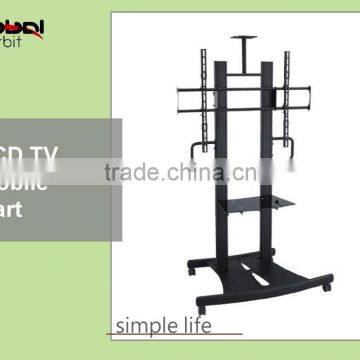 Metal TV Holder Adjustable LCD Monitor Display Mobile TV Cart With Wheel photo-3