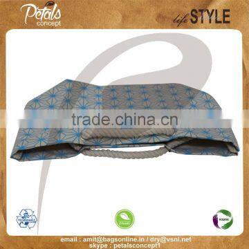 12 oz Natural Canvas Floral Print Tote Bag With Hanging Zip Pocket & With Twisted Rope Handle photo-5