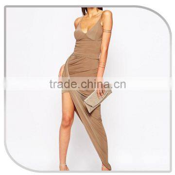 2016 Fall Season Slinky Side Ruched Open Leg Sexy Long Skirt photo-2