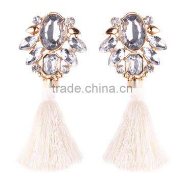 Bohemian Jewelry Rhinestone Gems With Alloy Plated Tassel Dangle Earrings photo-2