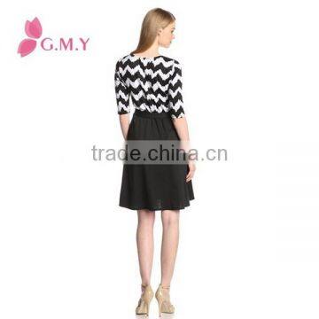 Women's Print Top Skirt Wrap Dress Top Quality Female Business Dress photo-2