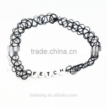 Factory Wholesale Plastic Big Fabric Black Choker Necklace photo-5