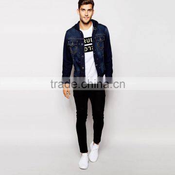 2016 New Fashion Denim Hoody Jacket for Men Customized Design photo-4