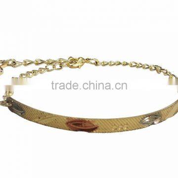 Simply Unique Micron Finish Three Tone Imitation Bangle Bracelet With Extension Link Chain