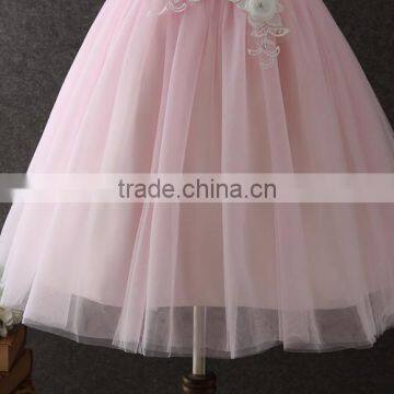 High Quality Boutique Girl Clothing Embroidery Flower Elegant Pink Fluffy Tulle Sleeveless Party Dresses Shiny Performance Dress photo-6