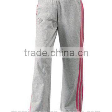 High Quality Men's Cotton Lined Grey Sports Pants with Red Sides ,Cotton Fleece Jersey Pants