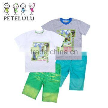 Fashion Printing Applique Leisure Style European Design Short Sleeve T Shirt Two Piece Wholesale Price Boy Clothes Clothing