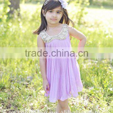 2017 Christmas Dress Chiffon With Gold Sequin Collar Dress Baby Kids Summer Dress photo-4