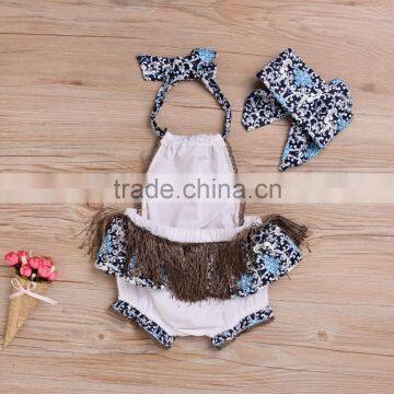 S33621W Baby Girl Rompers National Style Flower Infant Romper Summer Cotton Girl Jumpsuit photo-4