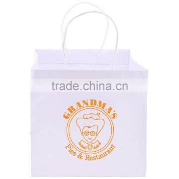Wide Gusset White Kraft Takeout Bag - Dimensions Are 10.25" x 10" x 10" x 10" and Comes With Your Logo. photo-3