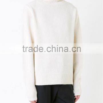 Wholesale Custom Winter/Autumn Cream High Neck Men Woolen Sweater Design photo-2