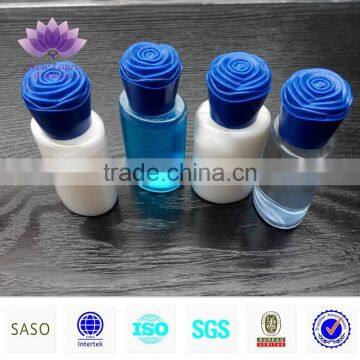 Plastic clear bottle with flower design cap disposable bottle