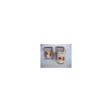 Glass Lavender Votive Candle Holders Empty Candle Jars With Tree Printing