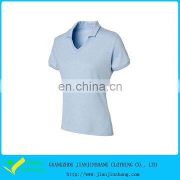 Custom Knitted V Shape Collar 100% Cotton Pique Woman Golf Shirt