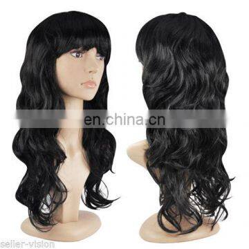 Black wave lace wig womens hot sale synthetic wig FW2095