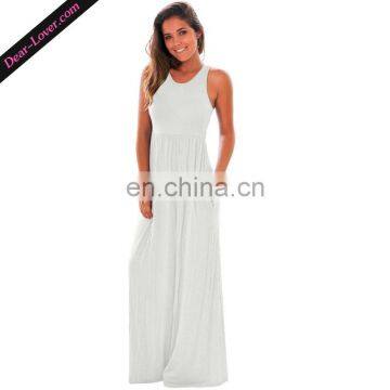 Summer newest pure color sleeveless wholesale maxi dresses