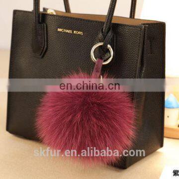 Fluffy and cute factory wholesale fox fur pompon ball key chain