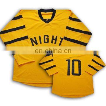 Yellow fashion customized fans hockey jersey provide custom class uniforms design any logo