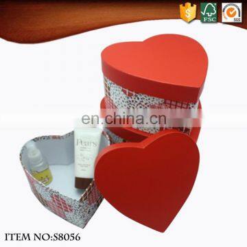 Luxury nesting red heart shape paper gift box packaging box