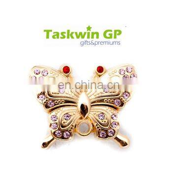 High quality butterfly phinestone metal pin badge, Customized brooch pin for girl/collar pin