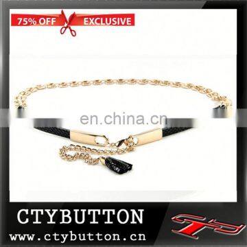 Exclusive PU Buck Material Silver Chain Belts For Women