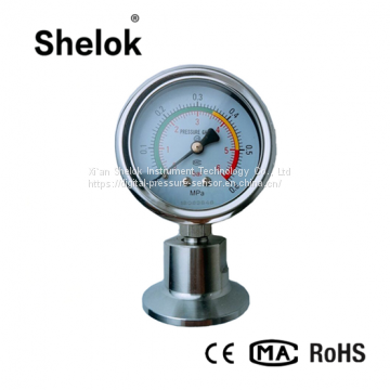 All stainless steel diaphragm seal sanitary pressure gauge with visual alarm