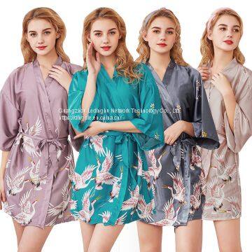 Xianhe Pajamas Female Summer Mid-sleeved Bride Morning Robe Large Size Home Robe Bathrobe photo-4