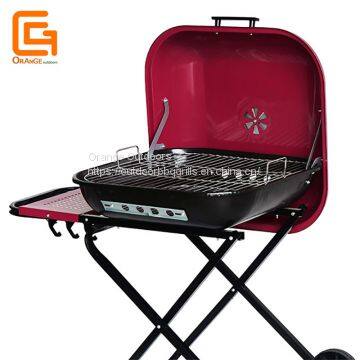 Red Outdoor Brazilian Folding Square Charcoal Grill Argentine Foldable Bbq Hamburger Grill photo-4
