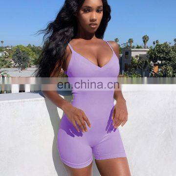 2020 New Arrivals Women Sexy Sling Jumpsuit Ladies Fashion Bodycon Solid Color Playsuit Women Sportswear Jumpsuit photo-5