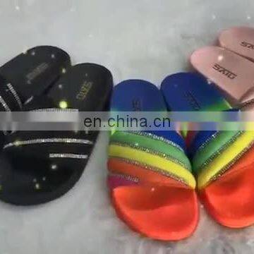 women's platform slippers diamond slides sandals Pink Black EVA women's slide flat shoes Slippers sandals