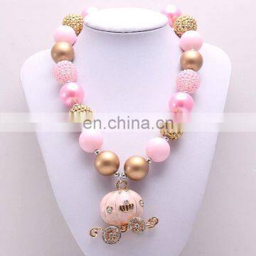Halloween Kid Chunky Necklace With Pumpkin Carriage Girl Candy Bubble Beads Necklace photo-2