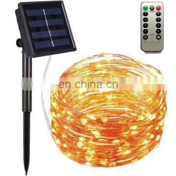 Solar waterproof copper wire string light home decor indoor outdoor christmas decoration fairy lights with Remote controller