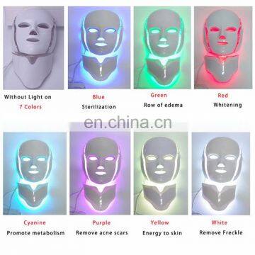 Многофункциональная цветочувствительная фотонная маска для ухода за кожей лица и шеи, светотерапия, 7-цветная LED-маска для лица и шеи photo-3