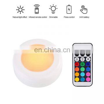 LED Puck Lights Remote Control RGB Night Light Color Atmosphere Night Light Cabinet Lamp Led photo-7