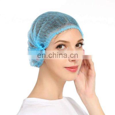 Doctor Nurse Bouffant Blue White Surgical Medical Disposable Non Woven 21" 24" Elastic Hair Net Clip Mob Hats Caps Manufacturers