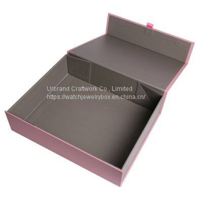 Custom Printed Luxury Paper Cardboard Folding Boxes Design Your Logo Packaging Black Magnetic Gift Box With Ribbon Bow