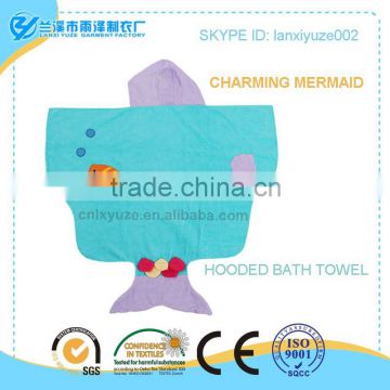 Top charming mermaid shaped baby bath towel wholesale