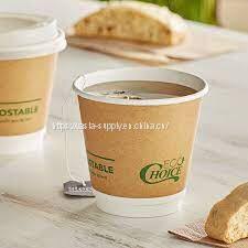 Eco friendly double-wall 8 oz paper coffee cups for coffee shop