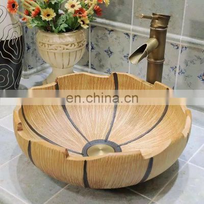 Special Handmade Home decoration able top corner bathroom ceramic art basin,sink