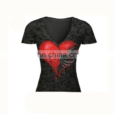 2017 Hot Sale V-neck Cotton T-shirt for Women