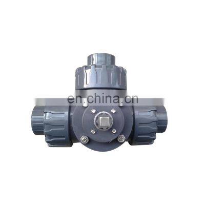 COVNA DN20 3/4 Inch 3 Way T Port Lever Operated PVC Plastic True Union Ball Valve photo-3