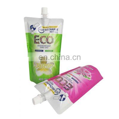 Packaging Liquid Bags Doypack 8oz 12oz Cleaning Bleach Detergent Custom Refillable Spout Packaging Aluminium Spout Pouch Polybag photo-5