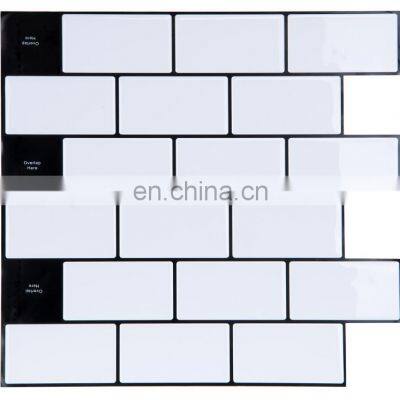 Rectangle marble 3d peel and stick wall tiles eco-friendly european style interior wall deco paper