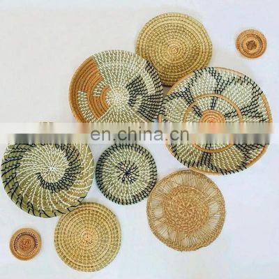 Have Must Set Seagrass Wall Decoration Woven Piece Of Art Decor Natural Weave Placemat Fruit Tray Wholesale