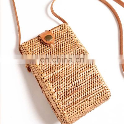 New Design Phone Crossbody Woven Rattan Bag